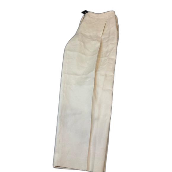BRAND NEW WITH TAG! Lafayette 148 New York Cream Raffia Linen Women Pants Size 4 - Picture 2 of 10